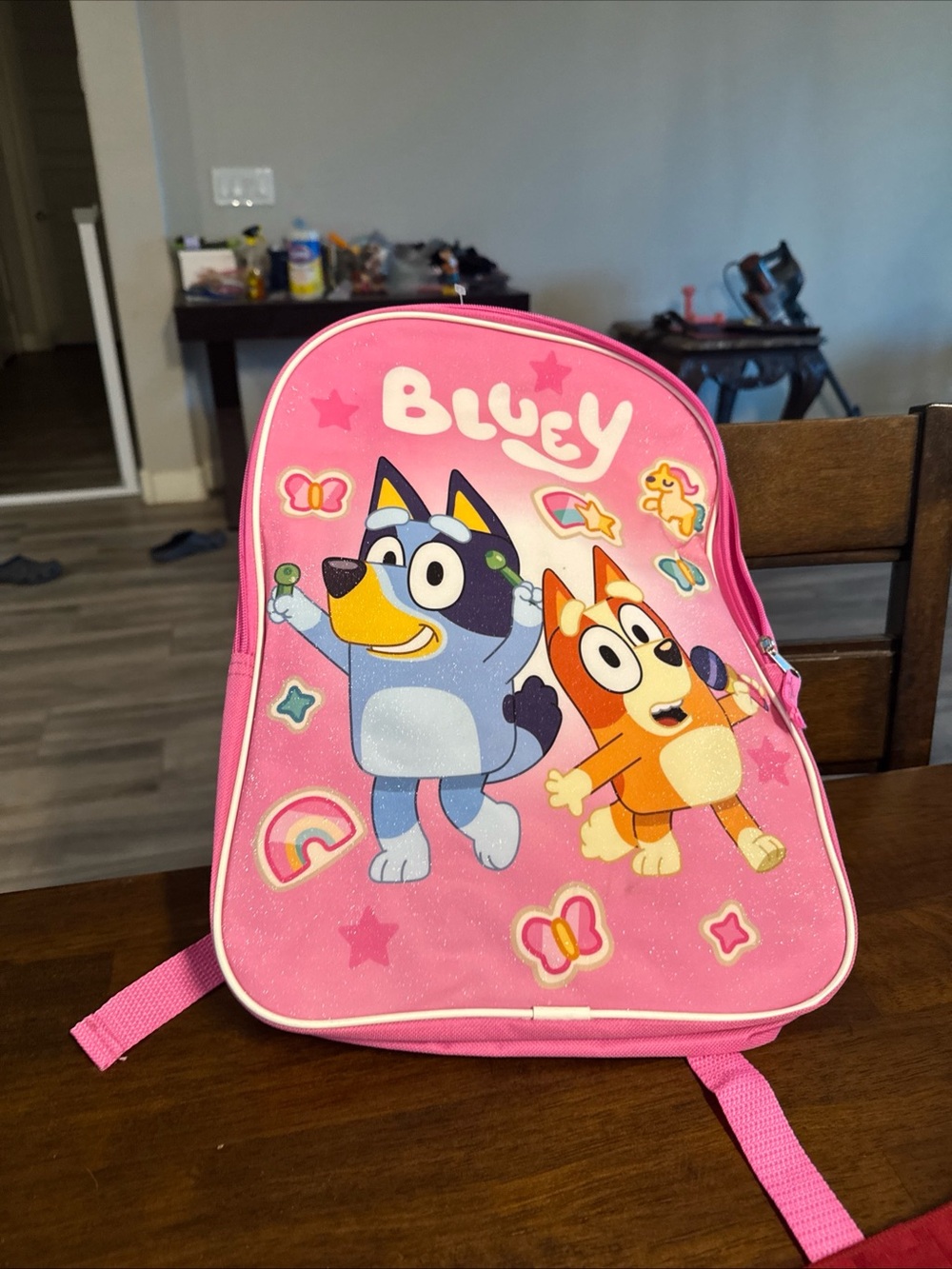 Pink Kids Backpack with Cartoon Characters